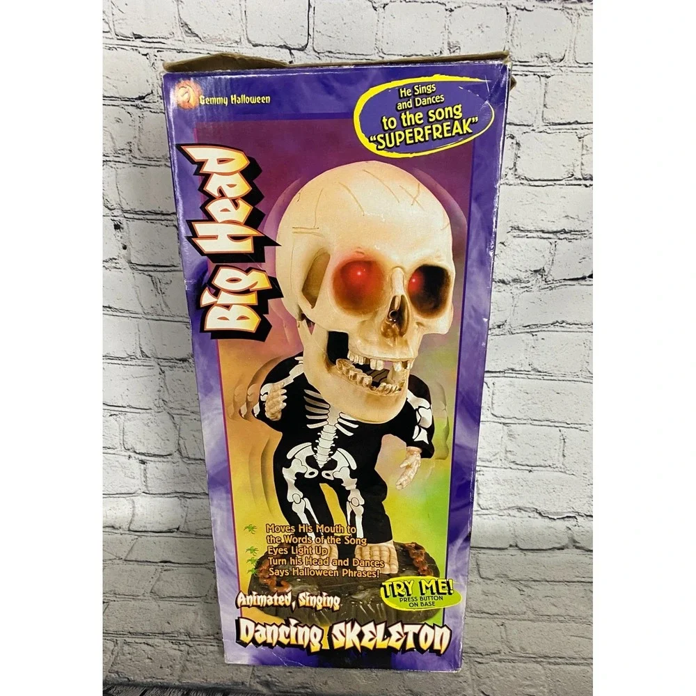 Vintage‎ *Video* Rare 2001 Gemmy Big Head Dancing Skeleton Super Freak Halloween
